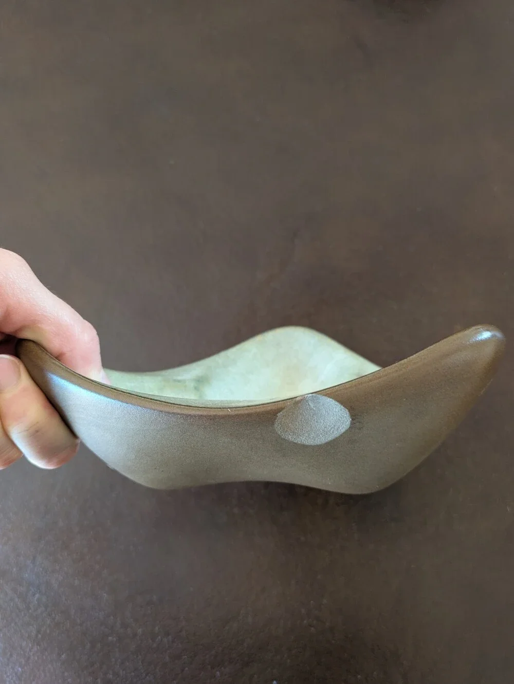 Vintage Ceramic Catch-all Dish in Pale Green And Brown